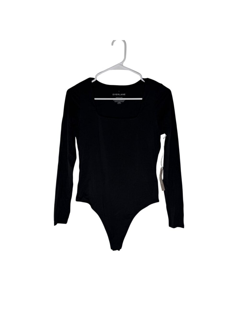 Everlane The Square Neck Thong Long Sleeve Bodysuit Black Size M NWT